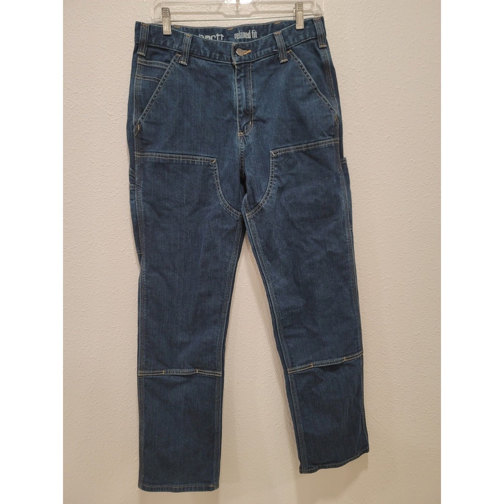 Carhartt relaxed fit double knee dark blue jeans 32x30 great shape